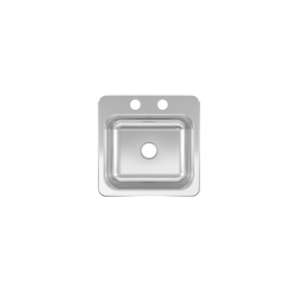 Keeney Mfg Kindred Creemore Stainless Steel Top Mount 15 in. W X 15 in. L Single Bowl Bar Sink CSLA1515-6-2CBN - main